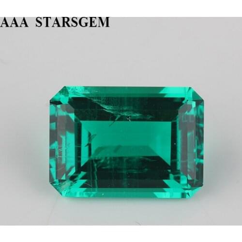 AAA Starsgem 1.5 carats 8x6mm Octagon Emerald Cut Columbia Green Color Loose Hydrothermal Emerald Gemstone for Ring Making