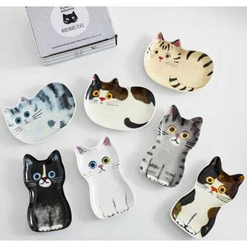 2pc Ceramic Cute Cartoon Cat Saucer/Soy Saucer/Cerative Saucer/Small Plate