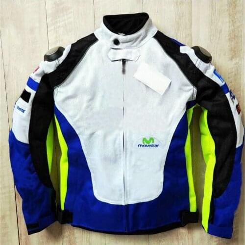Summer&Winter Jackets For Yama ha Motorcycle ATV Downhill Bike Riding Blue White Jacket With Protector