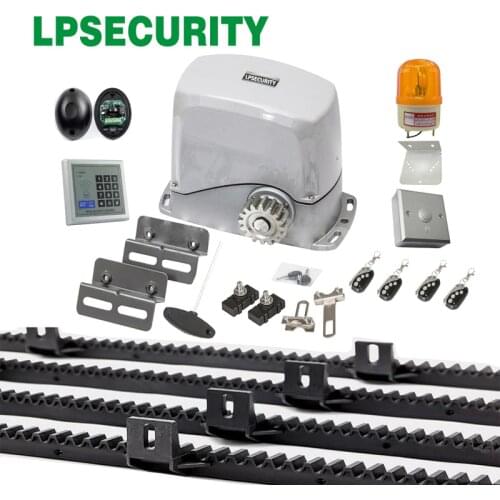 LPSECURITY Ahouse solar system 5m racl sliding gate DC motor opener operator 24VDC 800kg (lamp sensor button keypad optional)