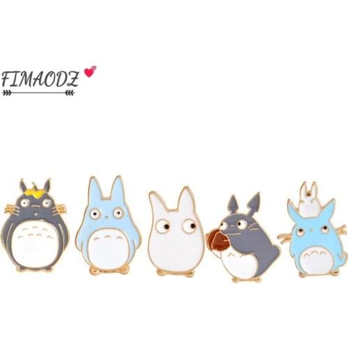 FIMAODZ Cute Totoro Anime Brooches Classic My Neighbor Cartoon Enamel Pins Denim Jackets Badge Children Gift