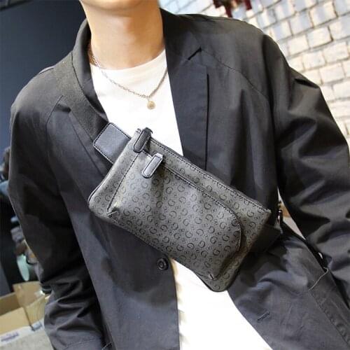 Xiao.p Fashion Mens High Quality Pu Leather Plaid Chest Bag Daily Leisure Fanny Pack Men Cross-body Bag Personality Satchel Bag