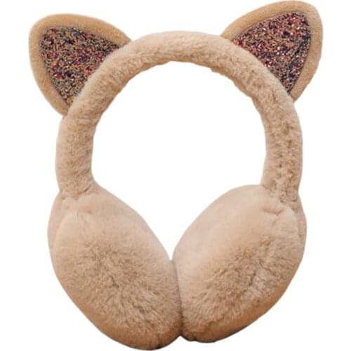 Fashion Women Ears Sequins Plush Earmuffs Earflap Earcap Winter Ear Warmer Earmuffs Headband Newest