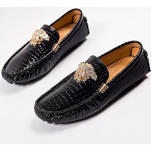 Men Black Shoes Men Dress Shoes Loafers Italian Casual Leather For Fashion Trend Luxury Summer Stylish Male Hippie