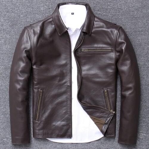 2020 season lapel head layer pure cowhide leisure time leather clothing mens loose business affairs palm real genuine