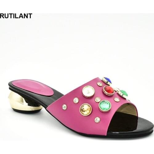 Latest Design African Wedding Party Shoes Decorated with Rhinestone Summer High Heeled Shoes for Women Ladies Sandals with Heels