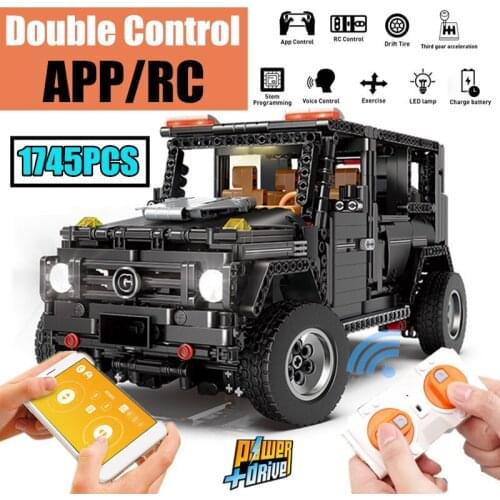 New 1745PCS APP RC G-Glass G500 AWD Wagon SUV Vehicle Technical MOC-2425 Motor Power Function Building Blocks Bricks Toy Kid