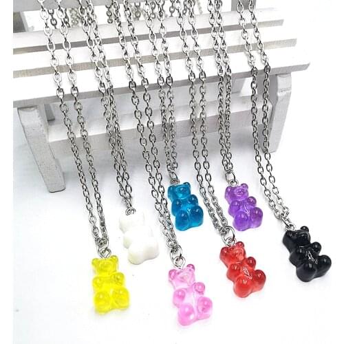 2020 New 7 Color Fashion Violent Bear Mini Pendant Necklace Childrens Birthday Gift Necklace Jewelry Bear Gift