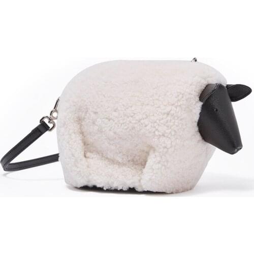 2020 Autumn and Winter New Lamb Fur Leather Handbags Shoulder Messenger Sheep Bag Cute Cartoon Animal Small Bag Designer Bags