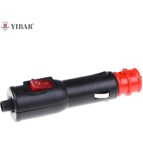 New Arrival 1PCS 12V-24v High Power Male Car Cigarette Lighter Socket Plug Connector With Red On/off Switch