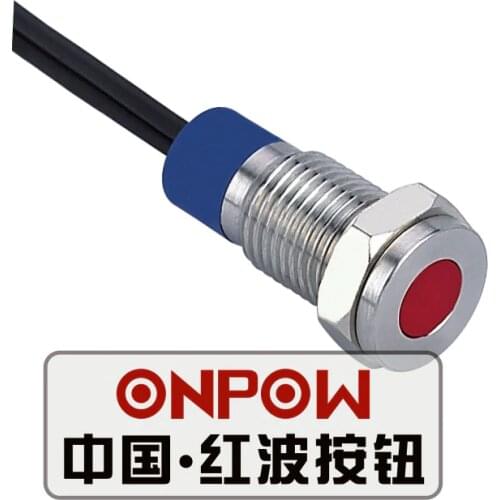 ONPOW 8mm waterproof signal light pilot lamp signal light 5V 12V 24V led indicator light with 15cm wires (GQ8T-D/R/6V/S-Y)