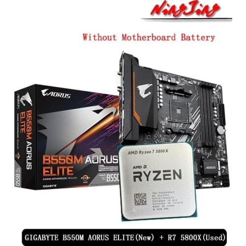 AMD Ryzen 7 5800X R7 5800X Original Used CPU + GA B550M AORUS ELITE New Motherboard Suit Socket AM4 All new but without cooler