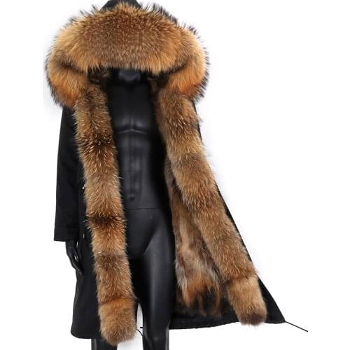 2021 X-Long Waterproof Parka Winter Jacket Natural Raccoon Fox Fur Streetwear Outerwear Removable men Real Fur Coat