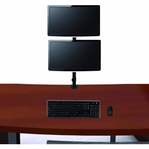Suptek Dual LCD LED Monitor Stand Desk Mount Bracket Heavy Duty Stacked, Holds Vertical 2 Screens Up MD6802