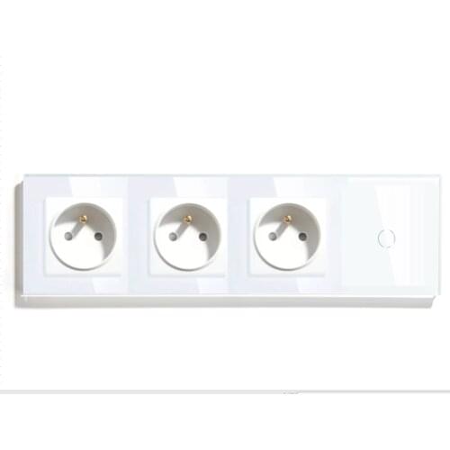 BSEED Triple FR Standard Wall Power Socket With Touch Switch Glass Panel White Black Gloden 110-240V Electrical Frence Socket