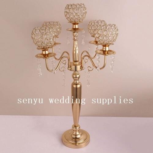 Wedding table centerpiece crystal candle holder 5 arms crystal candelabra for home decor event decor senyu0276