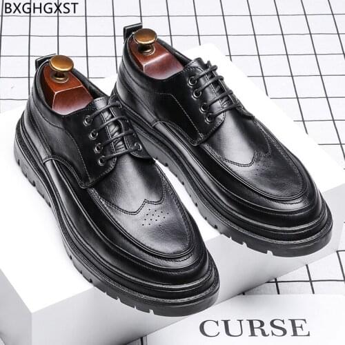 Fashion Oxford Shoes for Men 2021 Black Leather Casual Shoes Men Luxury Brand Platform Shoes Man Zapatos Hombre Chaussure Homme