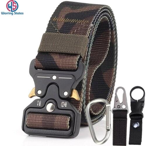 High Quality Camouflage Nylon Military Tactical Belt Mens Training Belt Multifunctional Buckle Metal Outdoor Sports Hook New