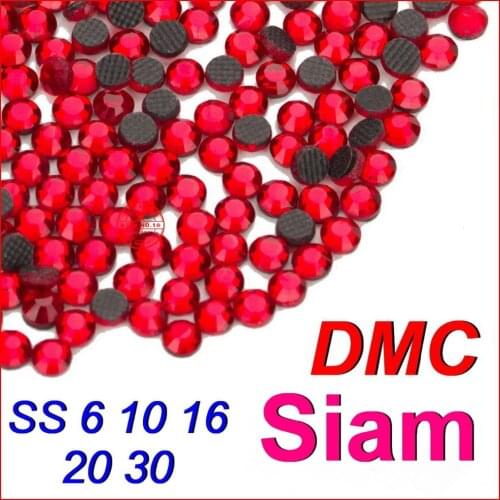 Top Grade Quality ! SS6 10 16 20 30 Siam (Red) Crystal DMC Flatback Hot Fix Rhinestone Beads Jewelry Women Wedding DIY Clothes