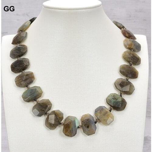 GuaiGuai Jewelry 19'' Natural Faceted Labradorite Nugget Necklace