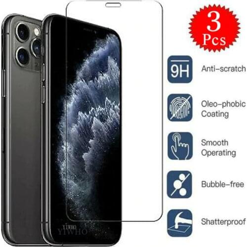 3 Pcs Set Full Cover on For IPhone 11 12 Pro Max X XR XS 7 6 8 Plus SE 2020 Screen Protector Protective Tempered Glass Film HD