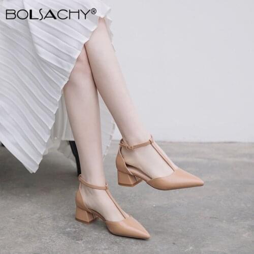 Women Pumps Sandals 2021 New Fashion Spring Summer Pointed toe Ladies Square High Heel Elegant Sandals Female zapatos de mujer