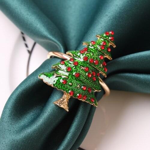 10PCS/Metal green Christmas tree napkin ring table top decoration for wedding banquet, hotel reception, family gathering