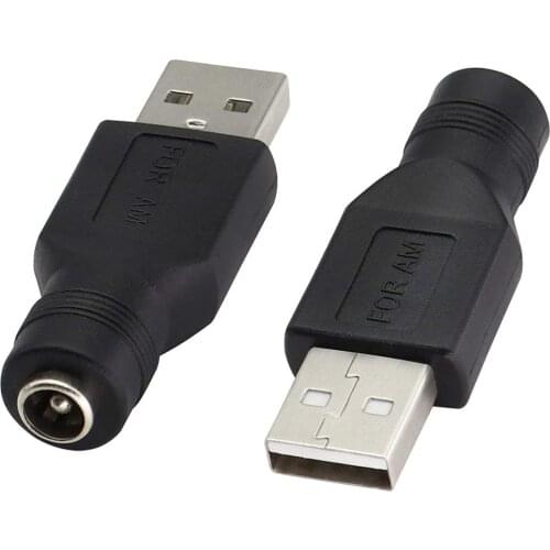 2pack USB 2.0 A Male to DC 5.5x2.1mm DC Connector Charge Barrel Jack Power Adapter USB 5V Connector,Max 2.5 Ampere Power Adapter