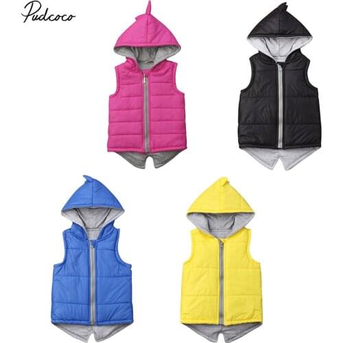 2019 Brand Baby Girl Warm Dinosaur Hooded Coat Cute Kid Sleeveless Warm Jacket Outerwear Zipper Autumn Waistcoat Vest Costume