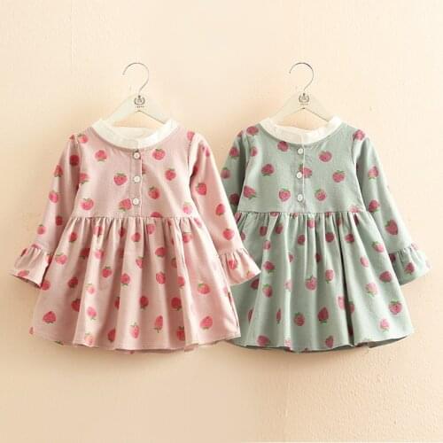 2021 Spring Girls Dresses Children Clothes Baby Girls Cotton Dress Kids Straberry Dress Baby Girls Dress Girls Outwear MM9