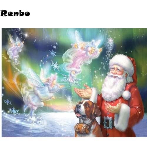 3D Diamond Embroidery Handmade Full Square Diy Diamond PaintingSanta Claus and angel Picture of Rhinestones Home Decor