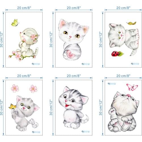 3D cats wall stickers for kids rooms bathroom toilet home decor cartoon animal wall decals DIY mural art