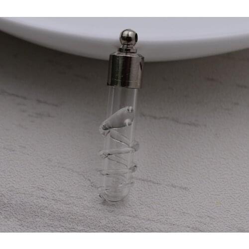 5pieces/lot snake screw cap glass vial pendant name or rice art glass necklace pendant mini glass bottle