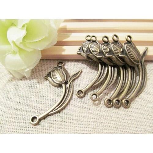 50pcs Vintage Antiqur Silver tone/Antique Bronze Filigree Beautiful Rose Flower Connector Pendant Charm/Finding,DIY Accessory