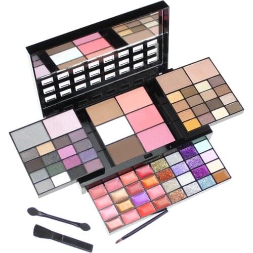 74 Colors Lipstick Blush Palette Shimmering Blusher Lip Gloss Cosmetics Kit