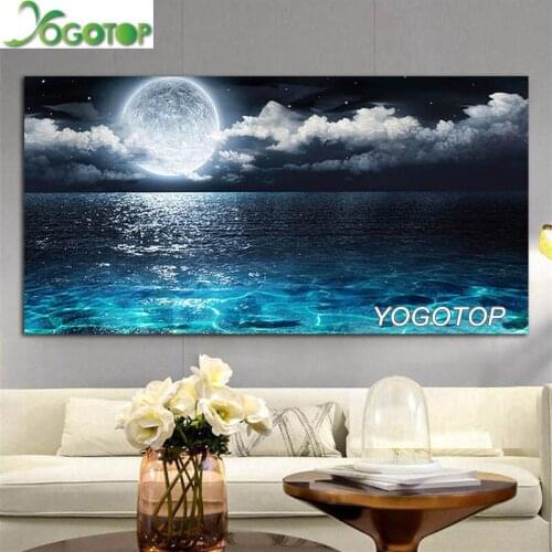 Large Size diamond embroidery Super nice Moon Seascape diamant painting full square round drill mosaic Modern Landscape YY2414