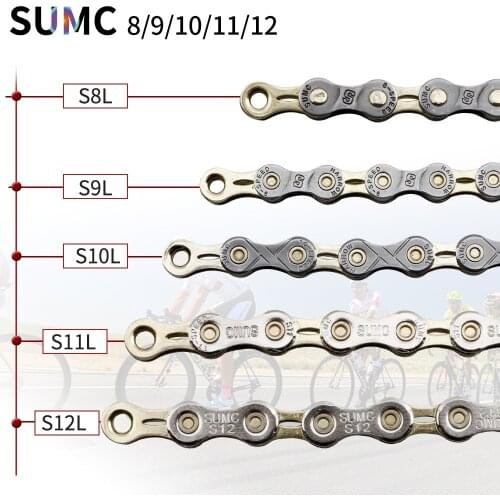 SUMC Mountain Bike Chain 8/9/10/11/12 Speed Half Hollow Gray Gold/Silver Gold Chains with Link Iamok Bicycle Parts