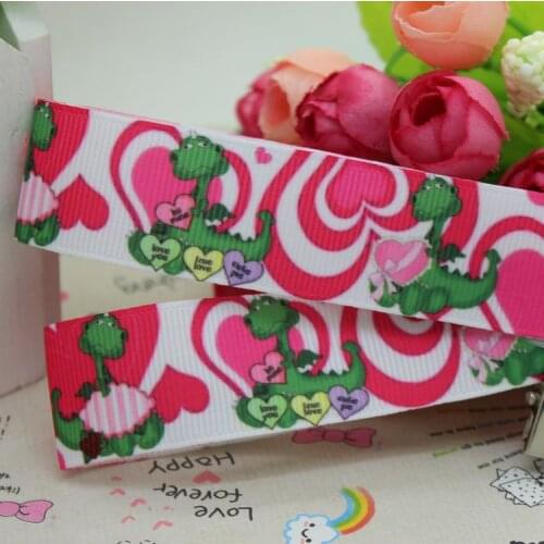 DHK 7/8'' 5yards dragons valentine grosgrain ribbon hair bow diy party decoration OEM Wholesale 22mm E645