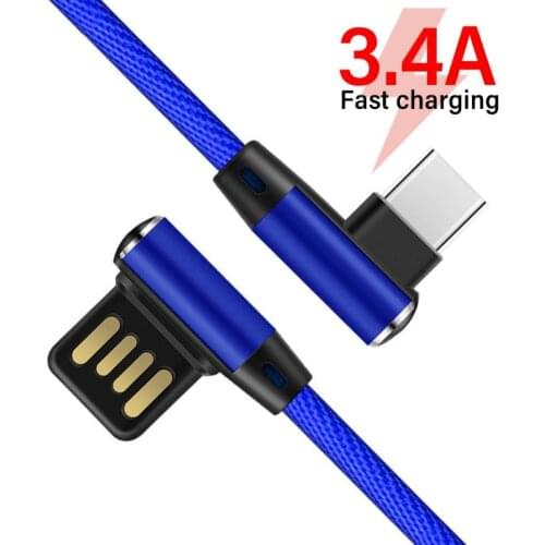 Double elbow 3A Micro USB Type-C fast charging game data transmission fast charging USB cable braided data cable cable