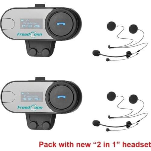 FreedConn TCOM-SC Motorcycle Bluetooth Helmet Headset 800M Wireless Intercom Helmet Headphone with 2 in 1 Headset for all Helmet