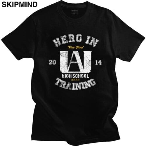 Vintage Streetwear Mens Boku No Hero Academia T shirt Short Sleeve Cotton My Hero Academia T-shirt Anime High School Tee Tops