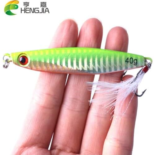 HENGJIA Metal Jigging Spoon 40g 3D Laser Artificial Bait Boat Fishing Jig Lures Super Hard Lead Fish Fishing Lures