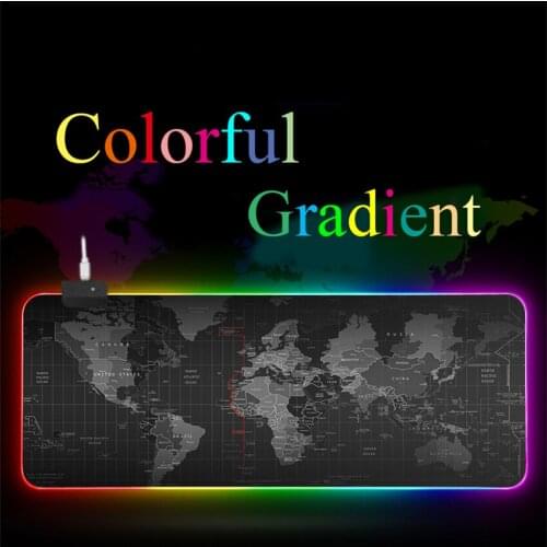 Gaming Mouse Pad RGB Large Mouse Pad Non-slip Rubber Desk Mat Old World Map Keyboard Pad Waterproof Mousepad for Desktop Laptop