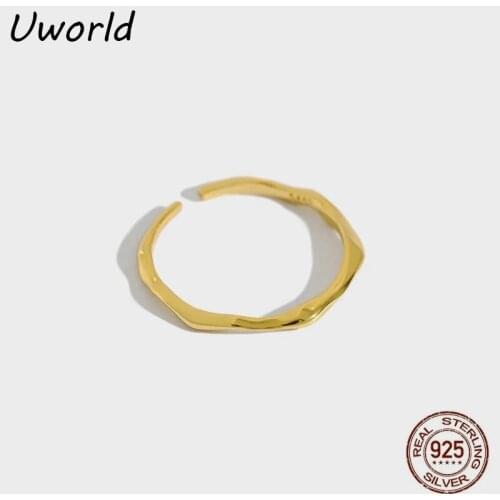 INS Minimalist 18K Gold Filled 925 Sterling Silver Ring irregular Fine rings Opening Gold 925 Sterling Silver Ring
