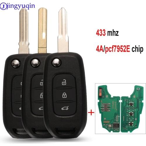 Jingyuqin PCF7961 4A 433MHz 3 Buttons Flip Remote Key For Renault Kadjar Captur Megane 3 Symbol 2013-2017 CWTWB1G767