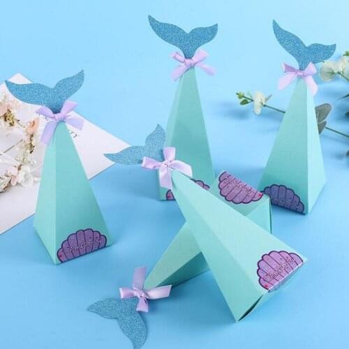 Candy box bag chocolate cookies gift for Birthday Wedding Party Decor craft DIY favor baby shower blue tail Wh