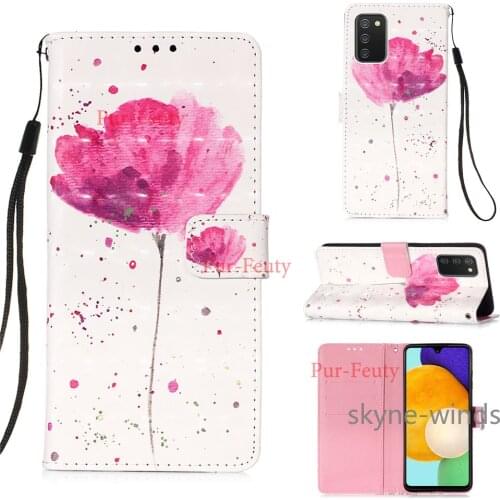 For Samsung Galaxy A03S 3D painting leather case flip wallet clip stand phone holder back cover for SM A 03s coque fundas casing