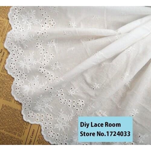Free shipping Wholesale 33cm, 13inch Off white Cotton Embroidered Lace Fabric 2yards/lot DIY Garment Lace Z1009