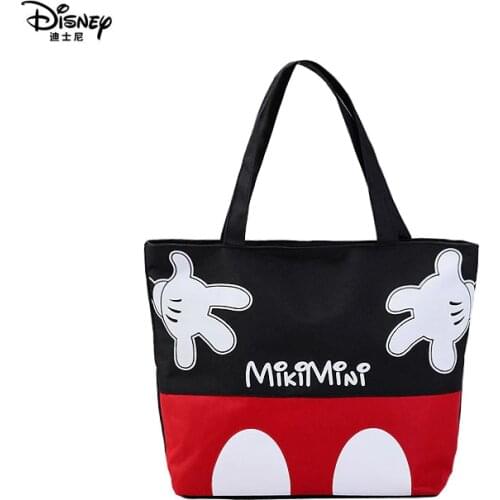 Disney mickey mouse summer canvas shoulder bag cartoon portable green shopping bag gift handbags 40*31