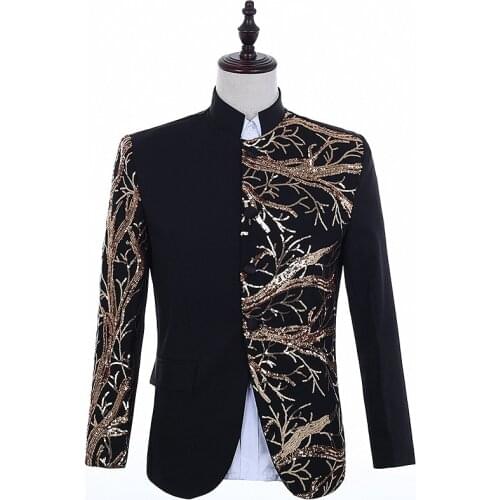 Single Breasted Stage Suit Mens Irregular Sequins Jacket Nightclub Party Prom Costume for Singer Waiter